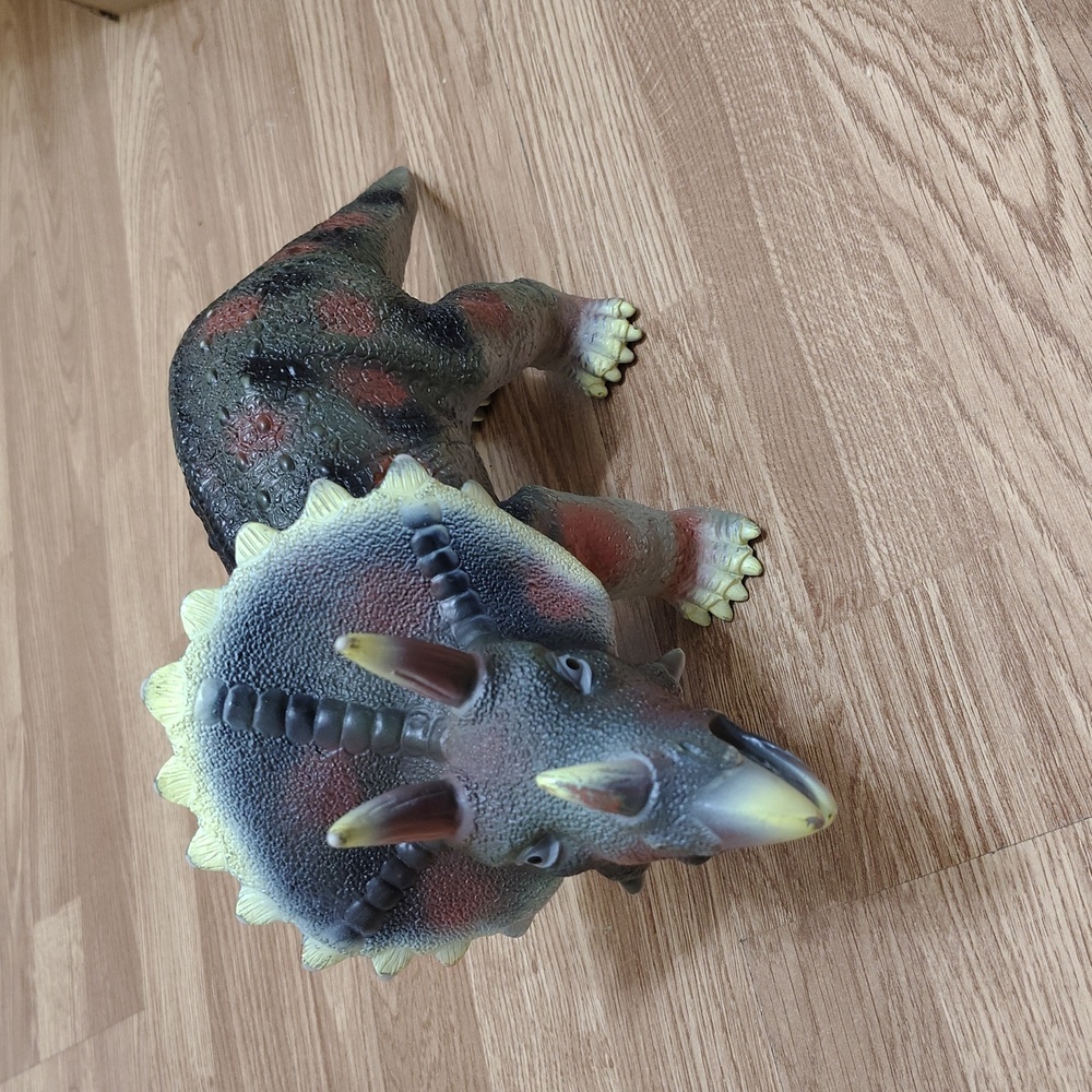 Triceratops Dinosaur Action Figure - Gray and Red